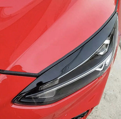 2x Gloss Black Headlight Eyelids For Ford Focus MK4 2019-2021 Headlight Brows
