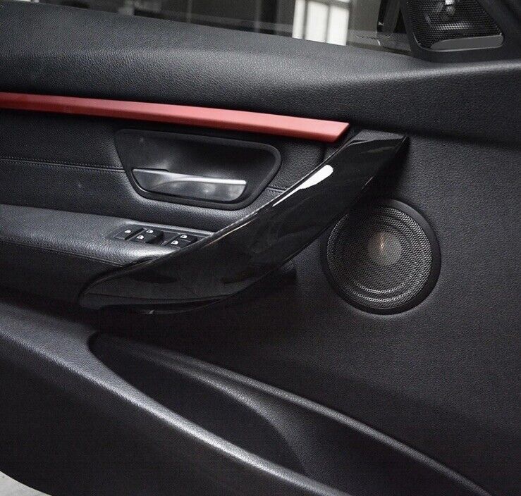 BMW 3 Series F30 F31 F35 F80 Gloss Black Interior Door Grab Handle Trims 4pcs