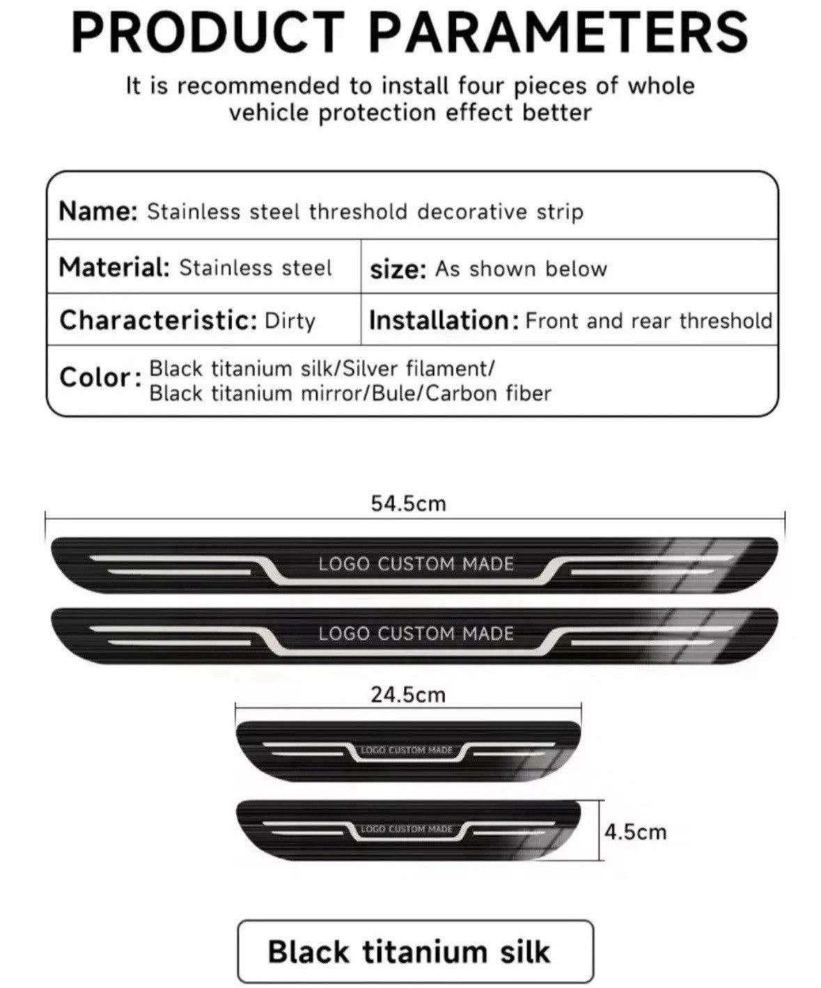 4Pcs Jaecoo J7 Stainless Steel Door Sill Protective Scuff Plates Carbon Fibre