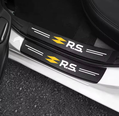 4pcs Renault RS Car Door Sill Protective Strips Overlays Vinyl Carbon Effect