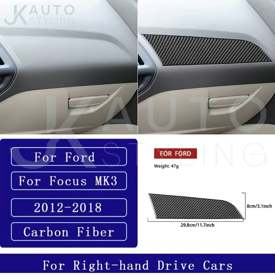 Ford Focus MK3 MK3.5 2012-2018 Carbon Fibre Passenger Side Dashboard Trim Cover