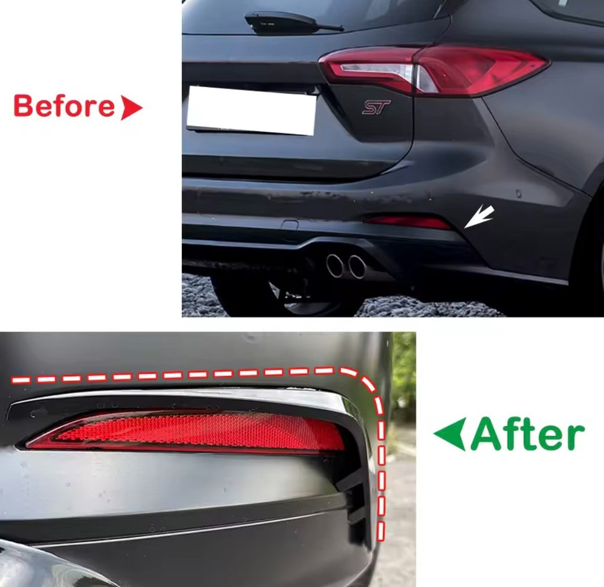 Ford Focus MK4 Estate ST ST Line Gloss Black Rear Bumper Canards Reflector Trims