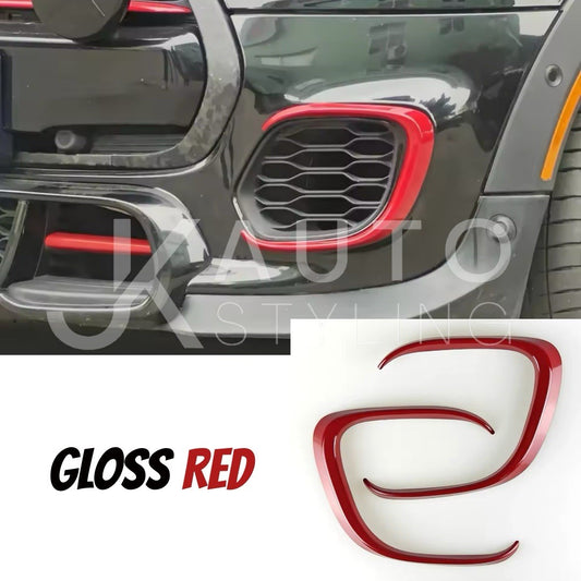 Mini JCW F55 F56 F57 2014-2021 Gloss Red Fog Light Vent Canards Surrounds