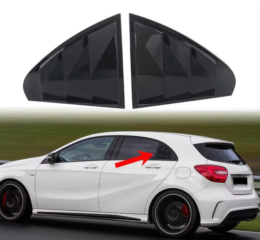 Mercedes A Class W176 Gloss Black Rear Side Window Louver Vent Covers 2pcs