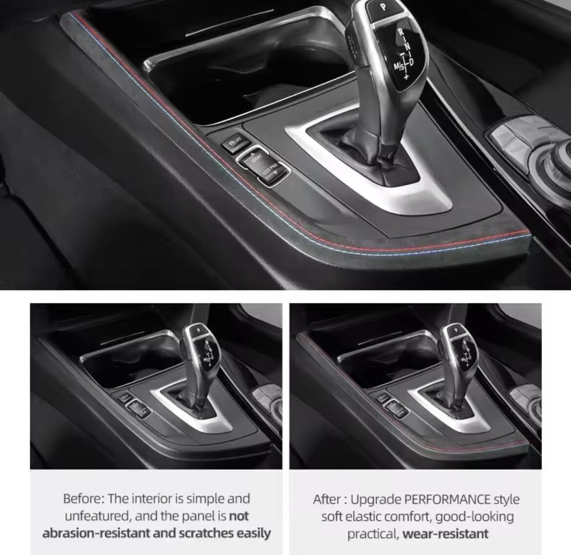 BMW 3 Series F30 F32 F34 2013-2019 Black Alcantara Centre Console Gear Trim Edge