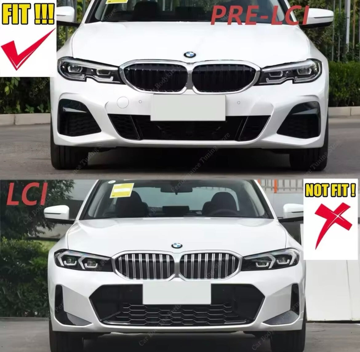 BMW 3 Series G20 G21 2019-2022 M Sport Gloss Black Front Splitter Kit Bumper Lip