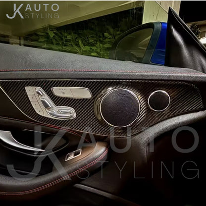 Carbon Fibre Door Card Panel Trim Cover For Mercedes C Class C205 2015-2023 - B