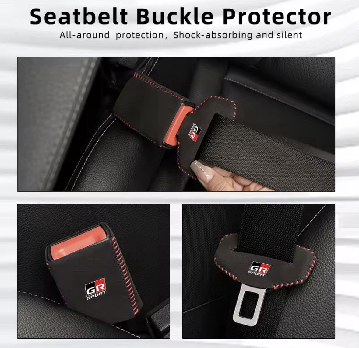 Toyota GR Sport Seatbelt Buckle & Clasp Cover Protectors Black & Red
