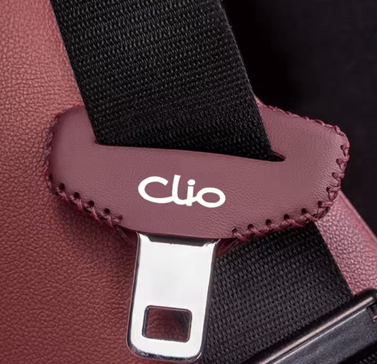 2pcs Red PU Leather Seatbelt Buckle Covers Clasp Protectors For Renault Clio