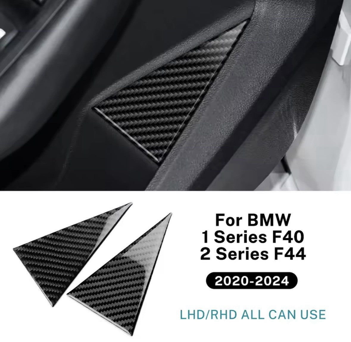 Carbon Fibre Door Card Bin Trims For BMW 1 Series F40 2 Series F44 RHD