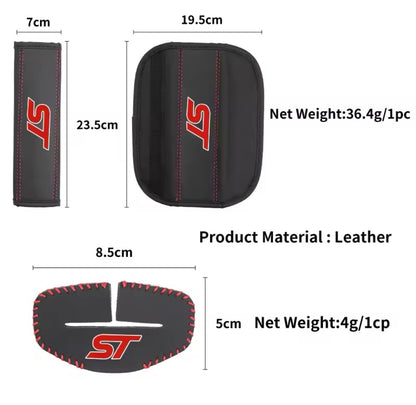 Ford ST Seatbelt Shoulder Pads + Buckle Covers For Ford Fiesta Focus Puma ST 4pc
