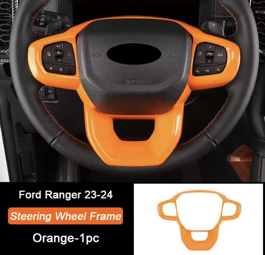 Orange Steering Wheel Trim For Ford Ranger Raptor Wildtrak T9 2023-2024