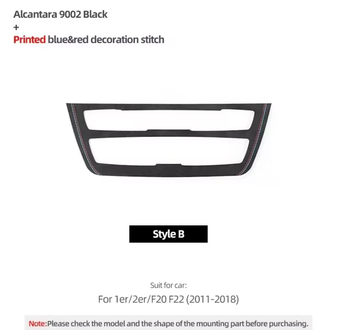 BMW 1 Series F20 2 Series F22 2011-2018 Black Alcantara Air Con CD Panel Trim B