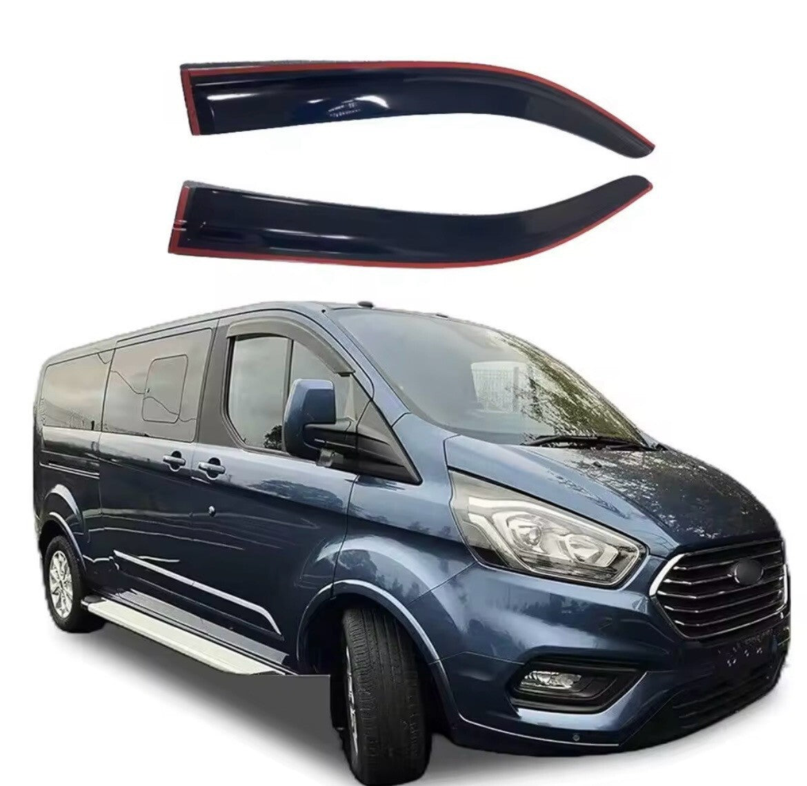 Wind Deflectors Smoke Tinted 2pcs For Ford Transit Custom 2012+