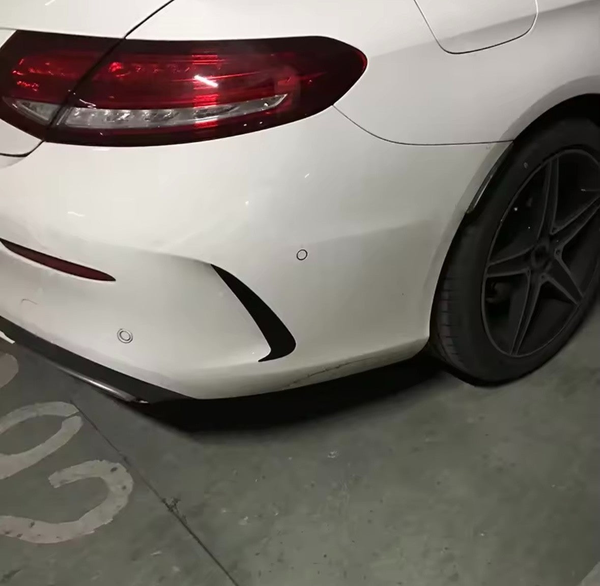 Mercedes C Class Coupe C205 2015-19 Rear Bumper Grille Vent Canards Gloss Black