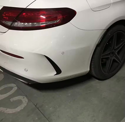 Mercedes C Class Coupe C205 2015-19 Rear Bumper Grille Vent Canards Gloss Black