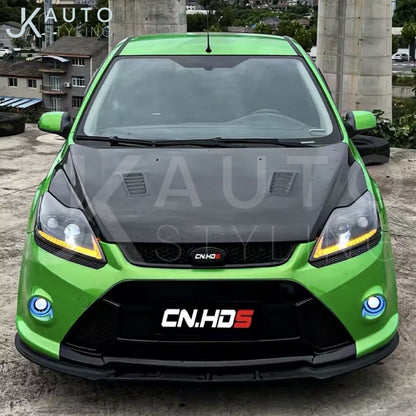 Ford Focus MK2 MK2.5 2009-2011 Gloss Black Headlight Bumper Eyelids Eyebrows 2pc