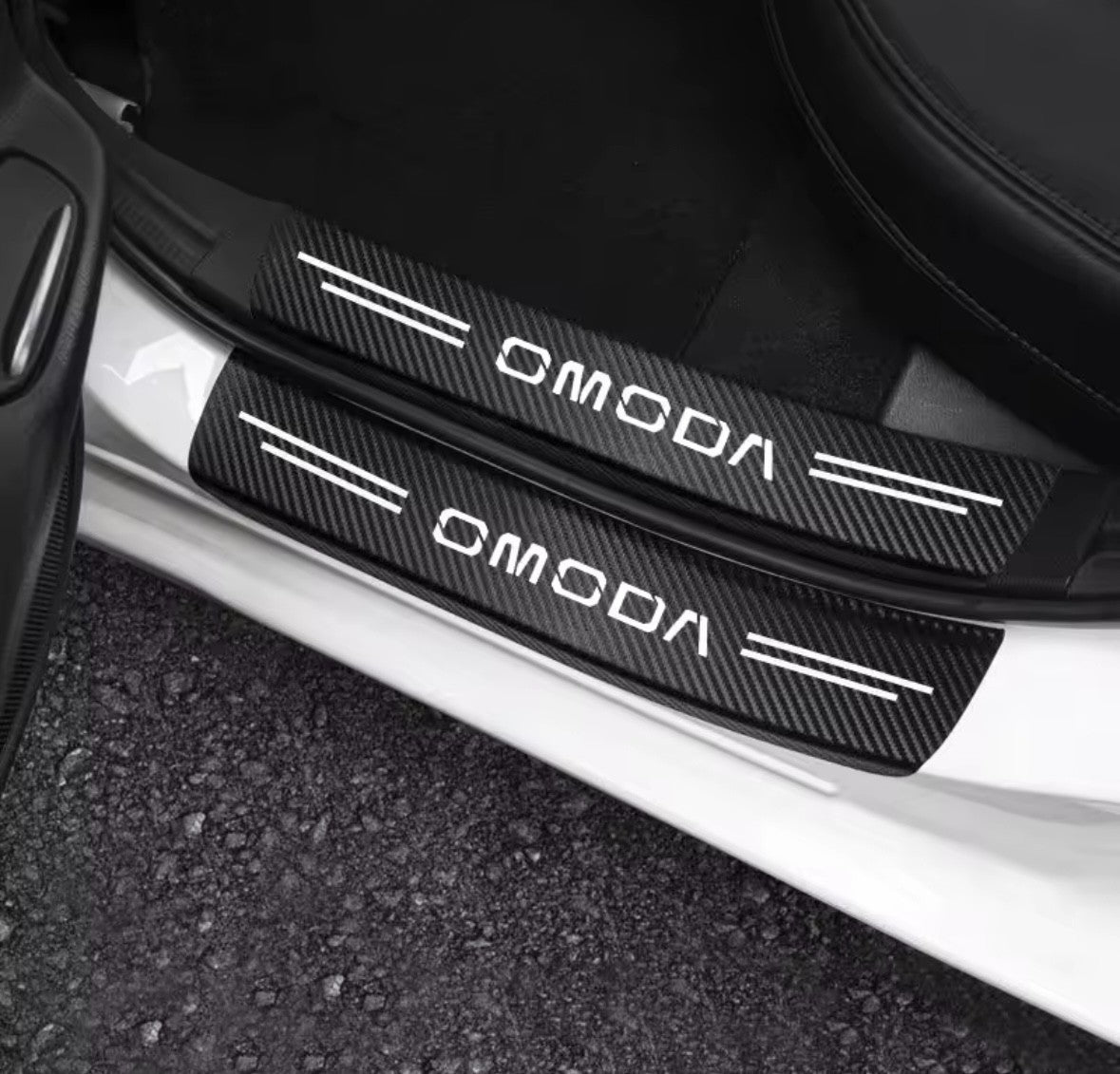 Chery Omoda Carbon Fibre Effect Car Door Sill Protector Strips Vinyl 4pcs