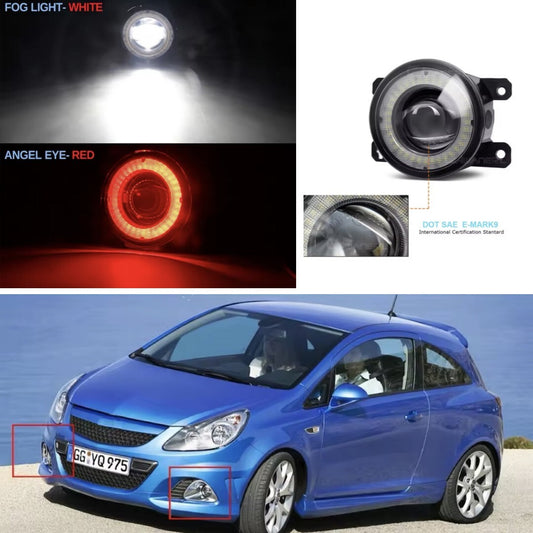 Vuaxhall Corsa VXR 2007-2014 Red Daytime Running Halo Lights Front Fog Angel H11