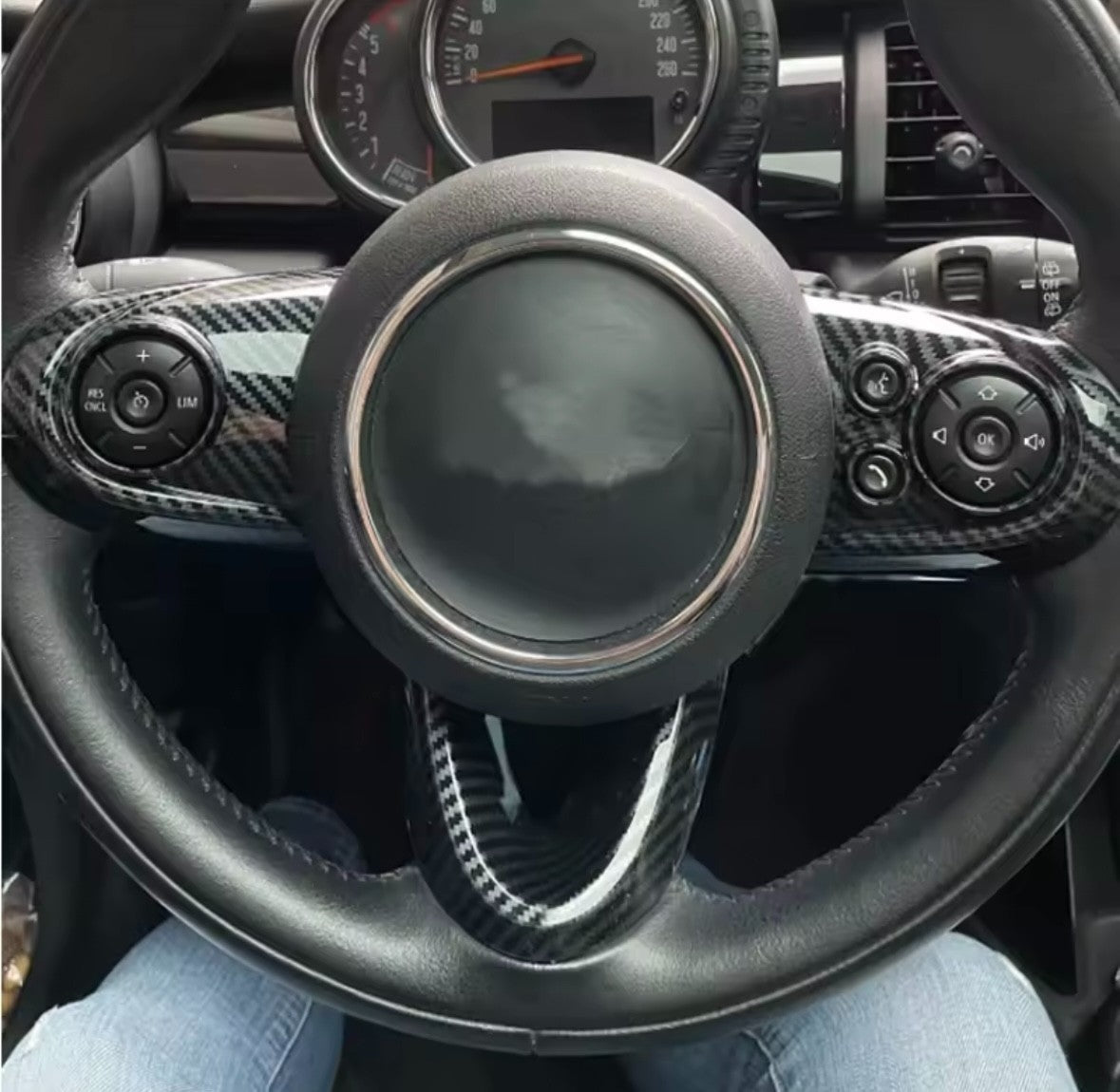 Mini Cooper F54 F55 F56 F57 F60 Carbon Fibre Steering Wheel Trim Set - Style B