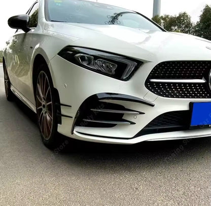 Gloss Black Front Bumper Canards For Mercedes A Class W177 V177 2019-22 A35 AMG