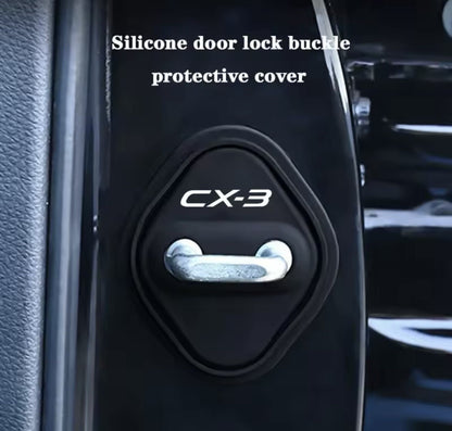 Mazda CX-3 CX3 Black Silicone Door Lock Catch Protector Covers 2pcs
