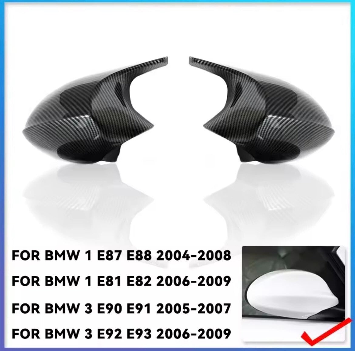 BMW 1 3 Series 2005-2009 Carbon Fibre Effect M Style Wing Mirror Caps