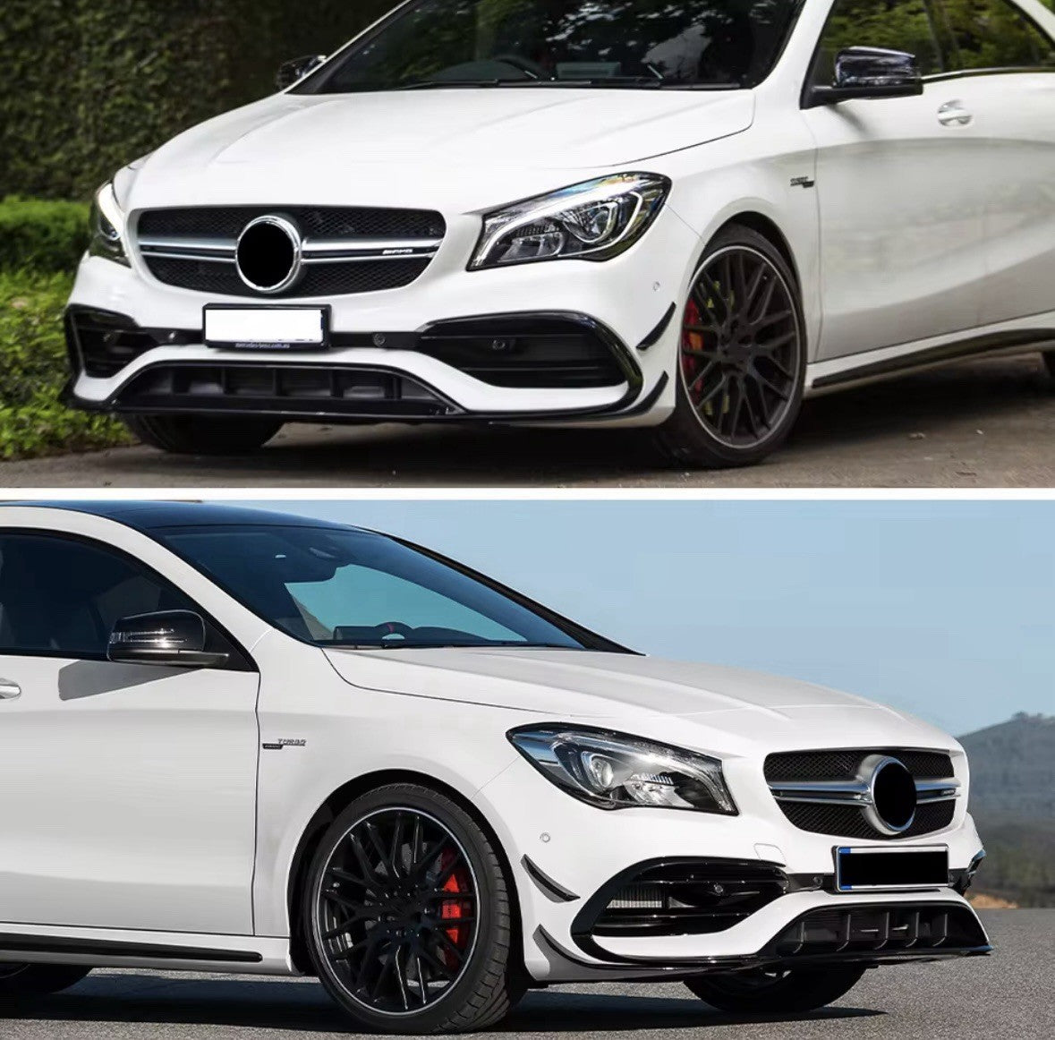 Gloss Black Front Bumper Canards For Mercedes CLA45 AMG C117 X117 2015-2018 4pcs