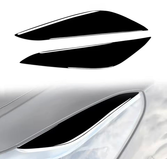 Tesla Model 3 Model Y 2017-2023 Gloss Black Headlight Eyelids Eyebrows 2pcs