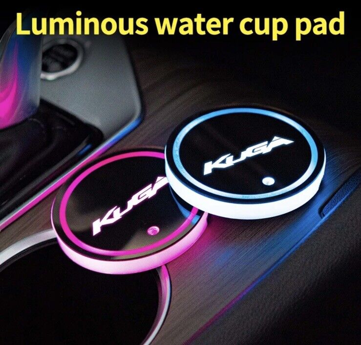 Ford Kuga Wireless Light Up RGB LED Cupholder Drink Coaster Mat For Ford Kuga