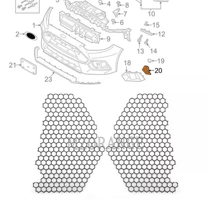 Ford Focus RS MK3 2015-2018 Front Fog Light Trim Intake Mesh Grille Inserts