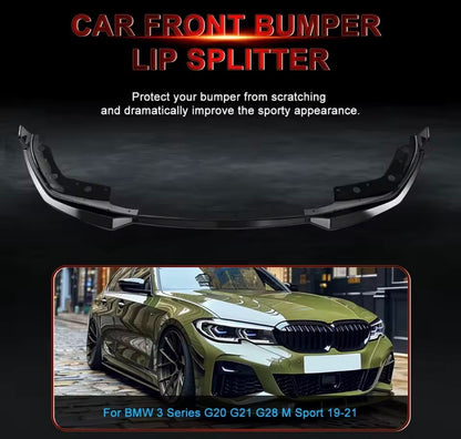BMW 3 Series G20 G21 G28 2019-2021 M Sport Gloss Black Front Splitter Kit