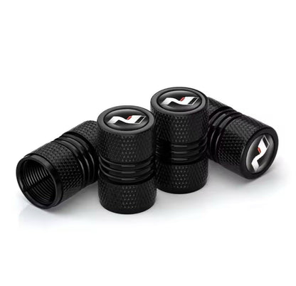 4pcs Black Metal N Performance Tyre Stem Valve Dust Caps Hyundai i20 i30 Elantra