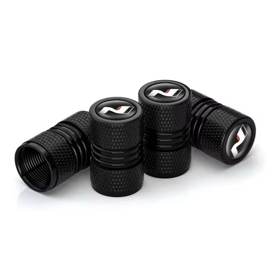 4pcs Black Metal N Performance Tyre Stem Valve Dust Caps Hyundai i20 i30 Elantra