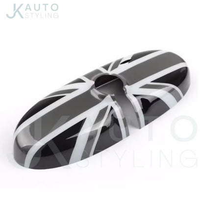 Grey Union Jack Rearview Mirror Case Cover For Mini R55 R56 R57 R60 R61