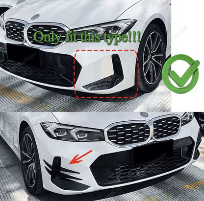 Gloss Black Front Bumper Canards 4pcs For BMW 3 Series G20 G21 G28 2022-2024 LCI