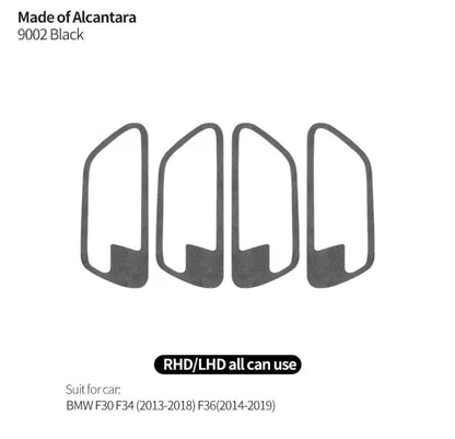 BMW 3 4 Series F30 F32 F33 F36 2014-19 Alcantara Interior Door Handle Trim 4pcs