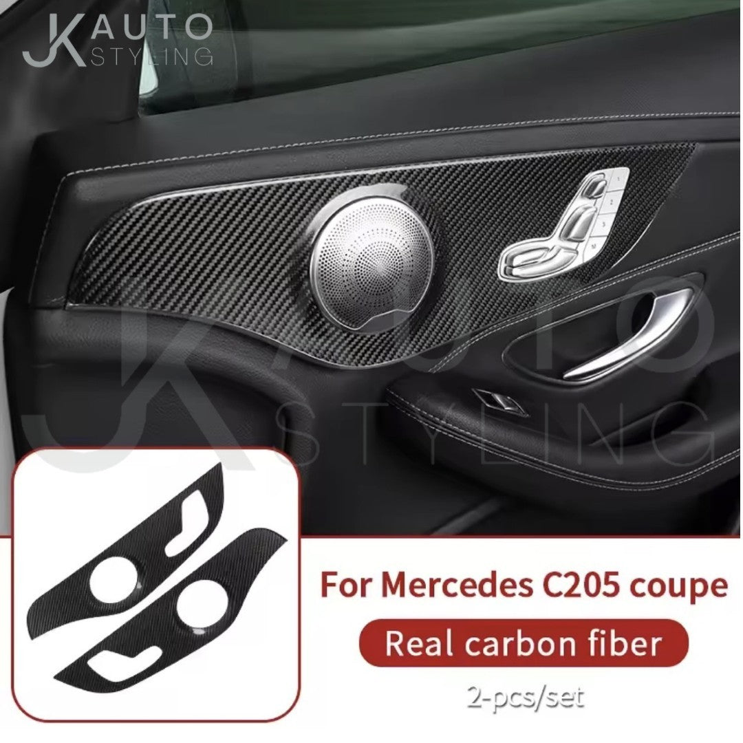 Carbon Fibre Door Card Panel Trim Cover For Mercedes C Class C205 2015-2023 - A