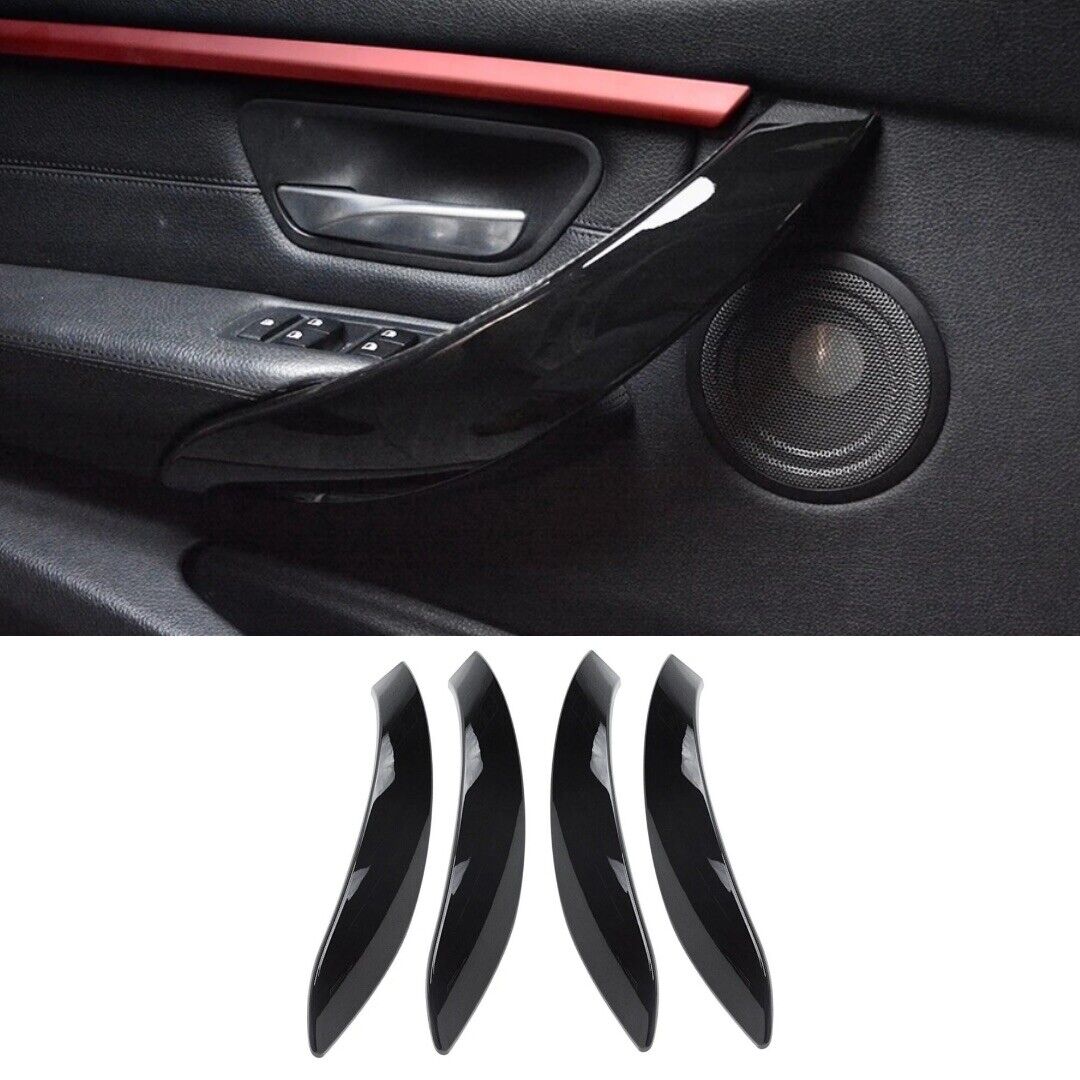 BMW 3 Series F30 F31 F35 F80 Gloss Black Interior Door Grab Handle Trims 4pcs