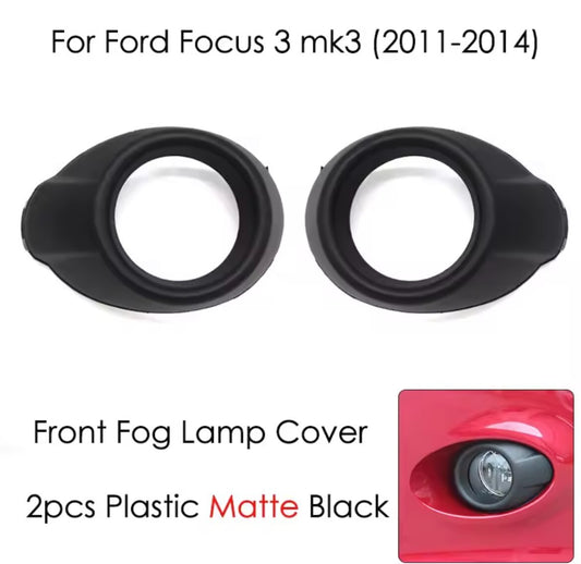 Ford Focus MK3 2011-2014 Matt Black Front Fog Light Surrounds Trims 2pcs