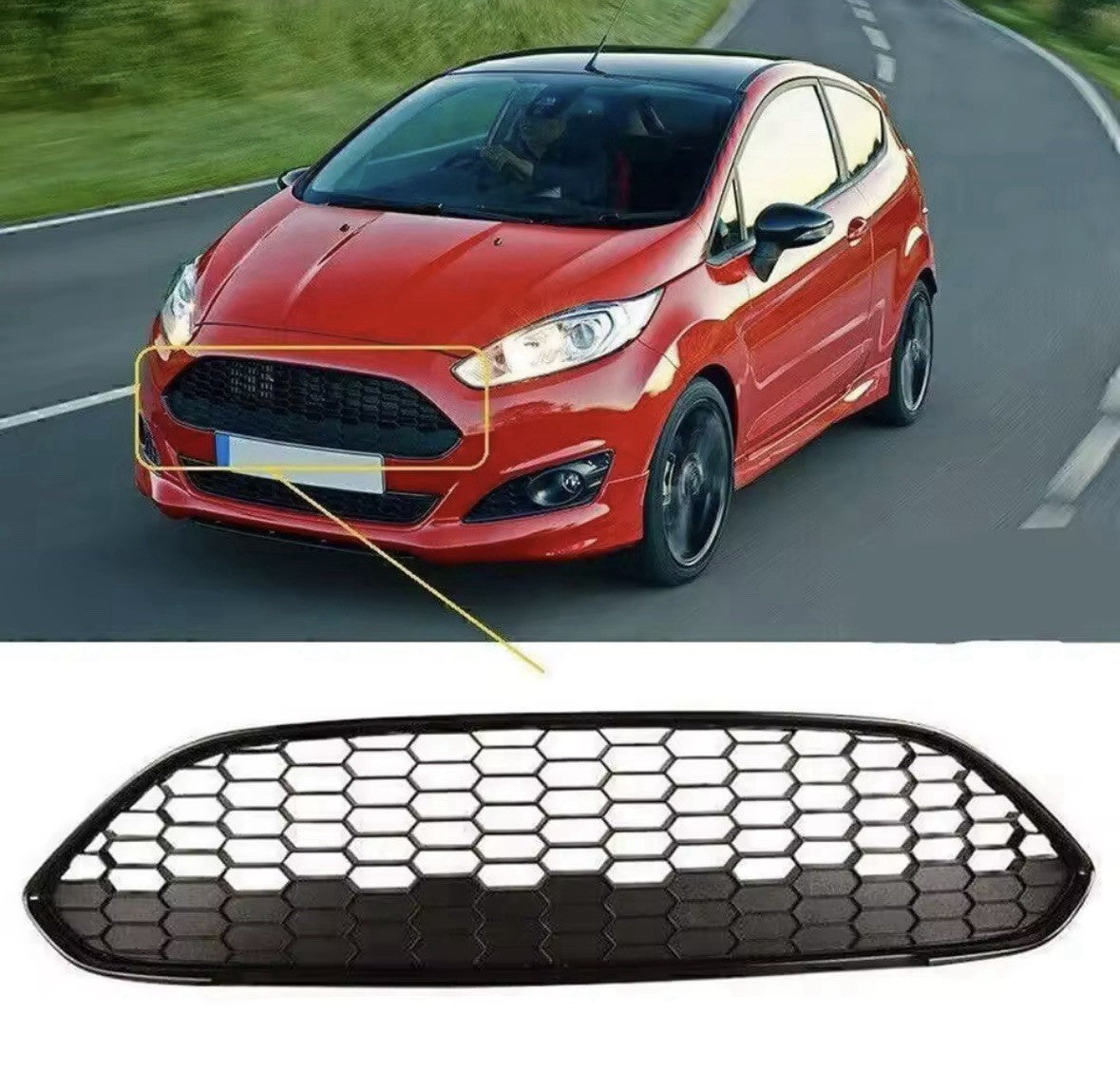 Ford Fiesta Zetec S ST Line 2013-2017 Gloss Black Honeycomb Front Bumper Grille
