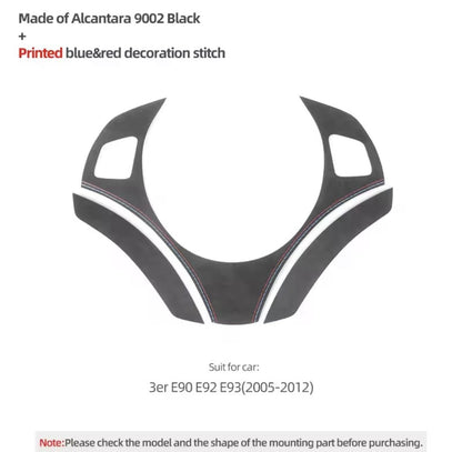 BMW 3 Series E90 E92 E93 M Sport Black Alcantara Steering Wheel Trim Cover