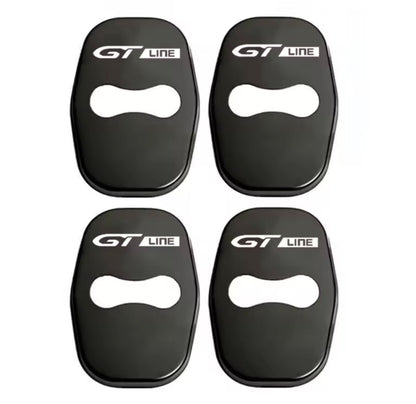 Peugeot GT Line Black Stainless Steel Door Lock Catch Protector Covers 4pcs