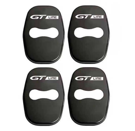 Peugeot GT Line Black Stainless Steel Door Lock Catch Protector Covers 4pcs