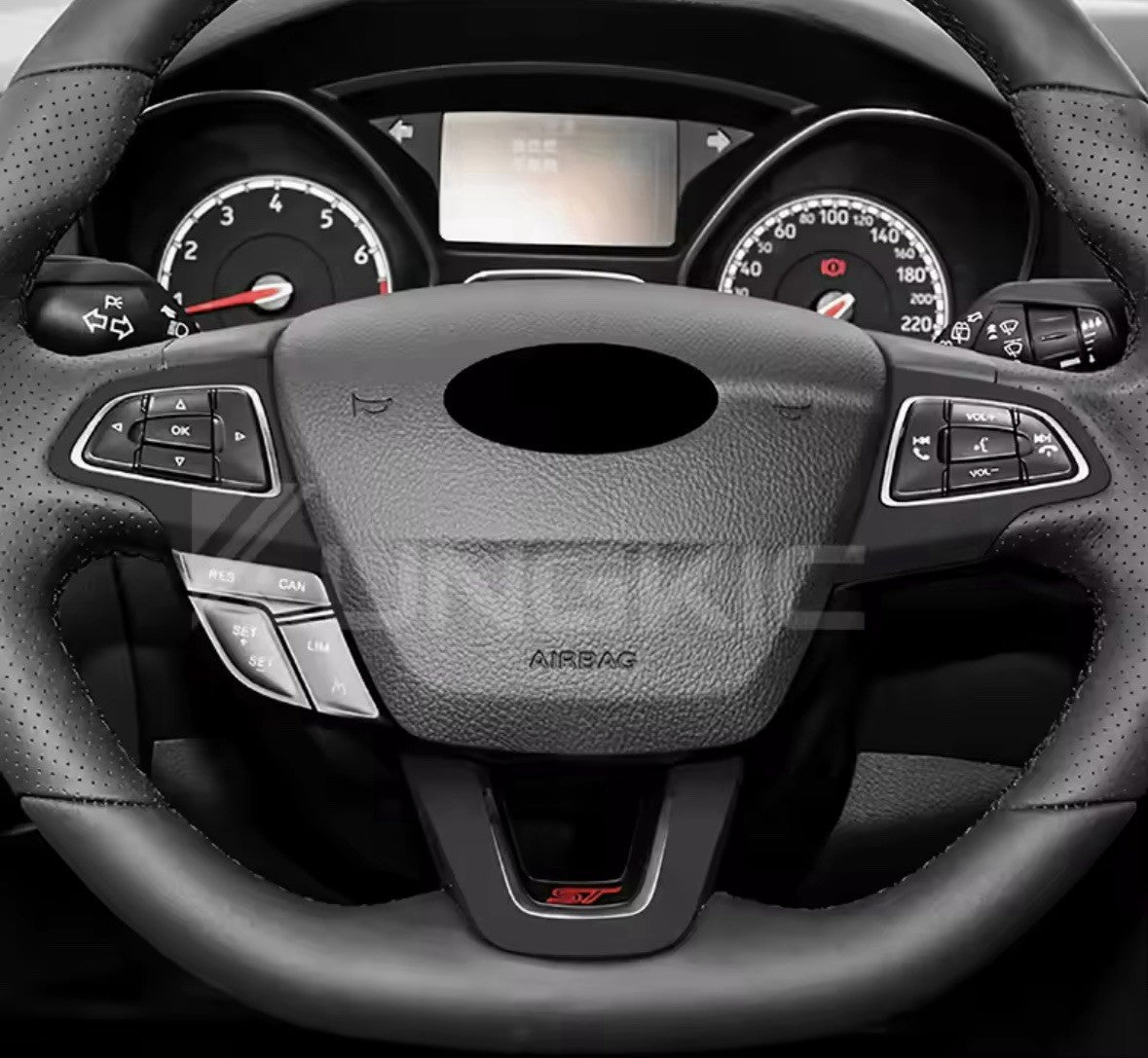 Ford Focus MK3.5 2015-2018 Black Suede Steering Wheel Trim Cover Overlay 3pcs