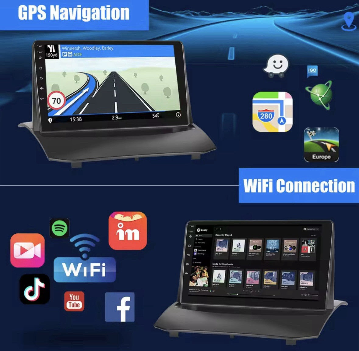 9" Carplay Android Auto Screen Upgrade With Camera For Ford Fiesta MK7 2008-2017