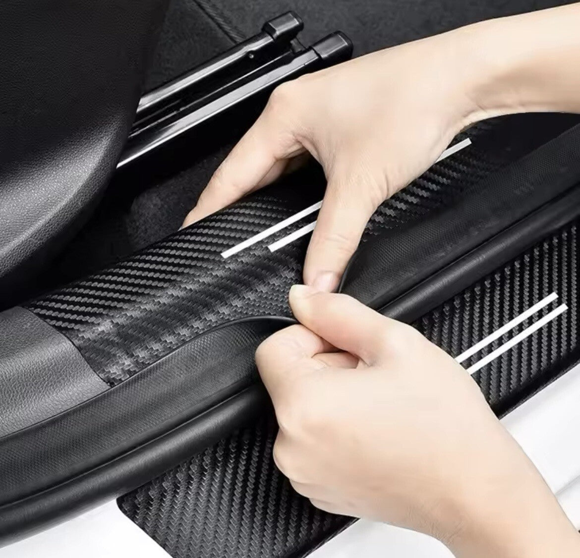 Hyundai N Line Carbon Fibre Effect Vinyl Adhesive Boot Sill Overlay Strip