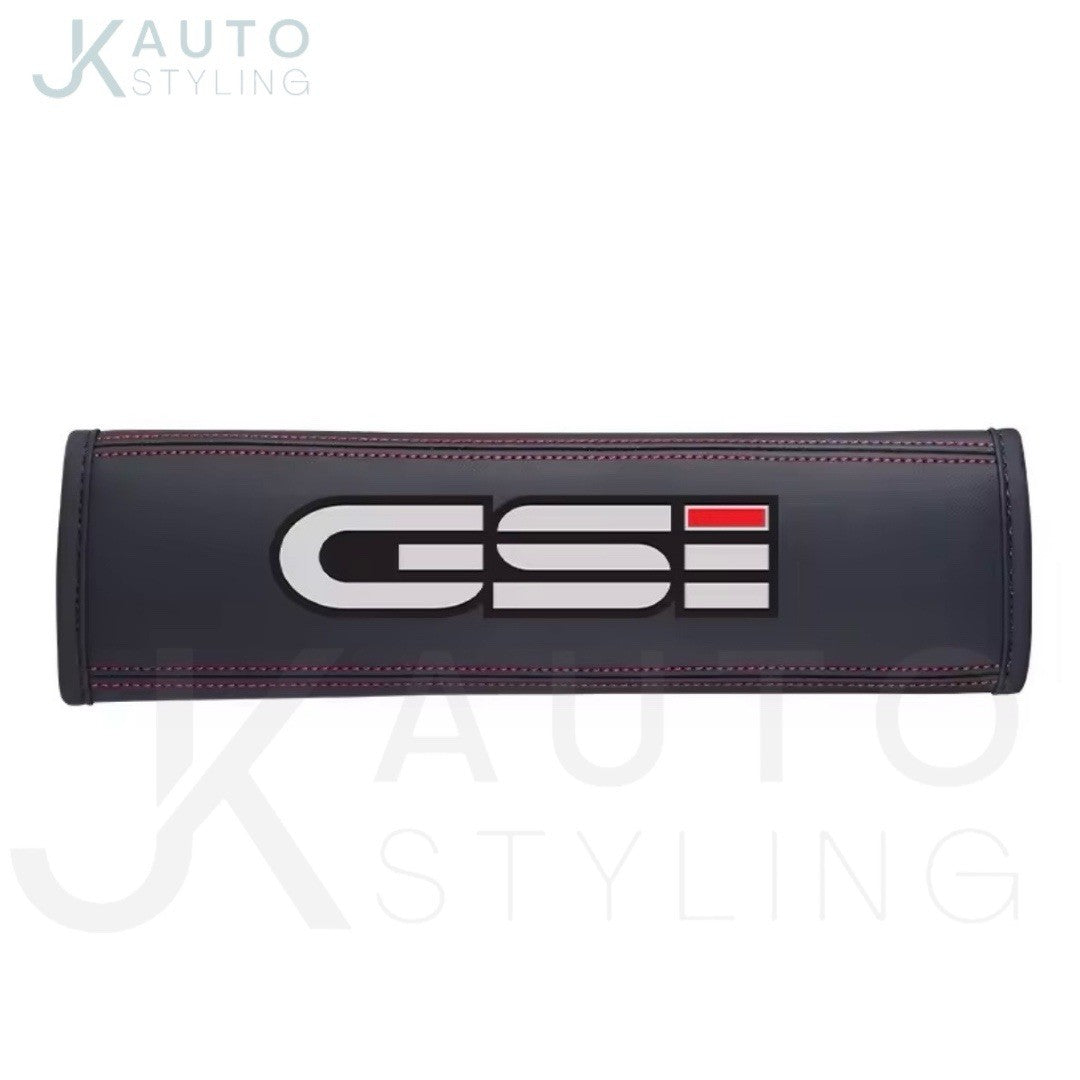 Vauxhall Corsa GSI PU Leather Seatbelt Shoulder Cover Pads Black & Red 2pcs