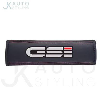 Vauxhall Corsa GSI PU Leather Seatbelt Shoulder Cover Pads Black & Red 2pcs