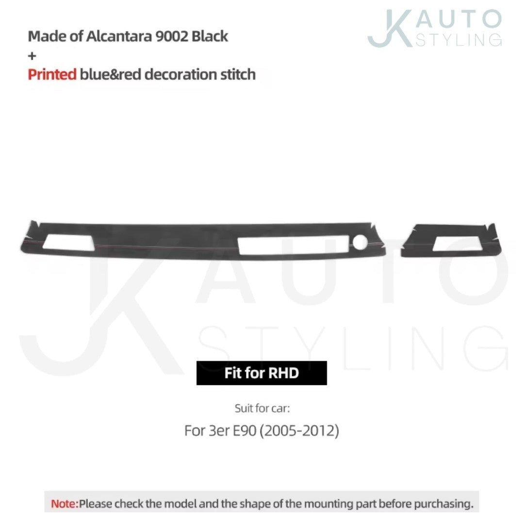 BMW 3 Series E90 2005-2012 Black Alcantara Main Dashboard Panel Trim Cover